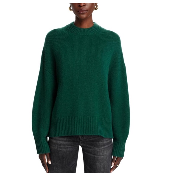Luxurious 100% Cashmere Drop Shoulder Crewneck Sweater By Aqua Green Rainforest - Picture 2 of 4